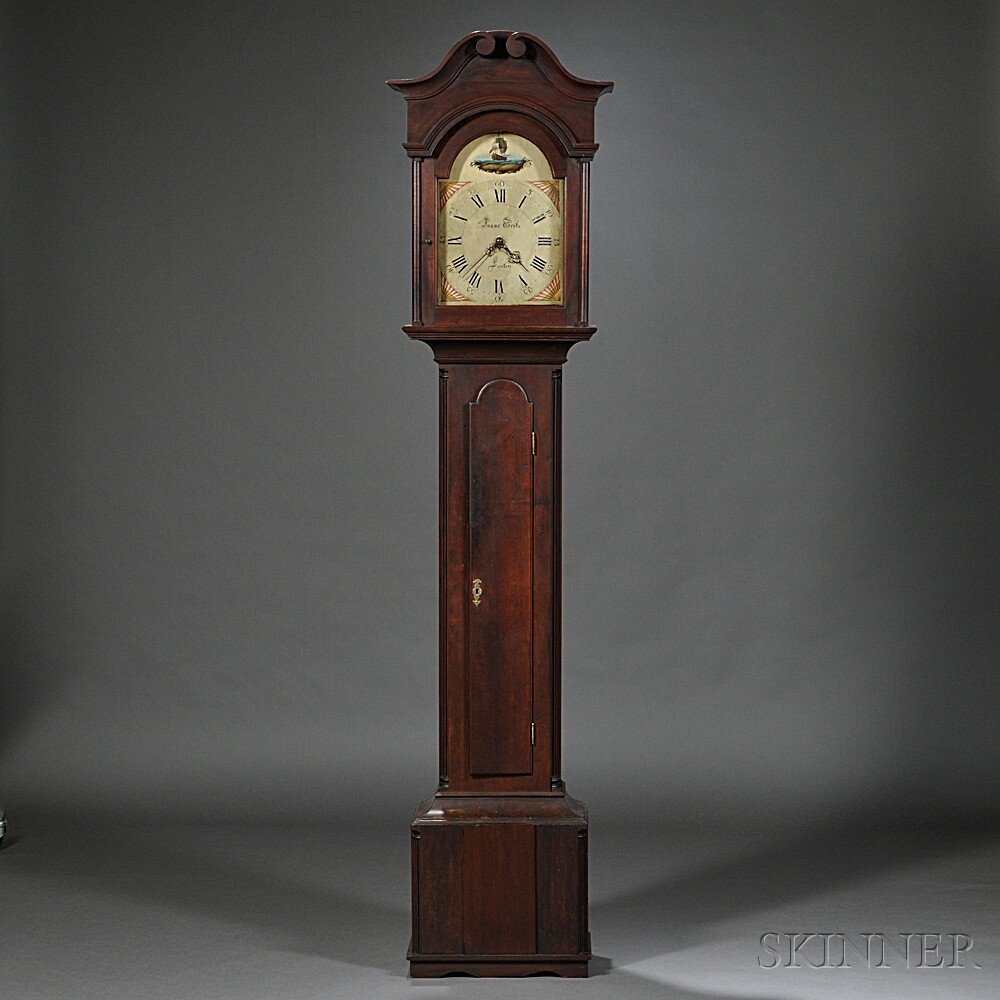 Appraisal: Isaac Grotz Cherry Tall Clock Easton Pennsylvania c the closed