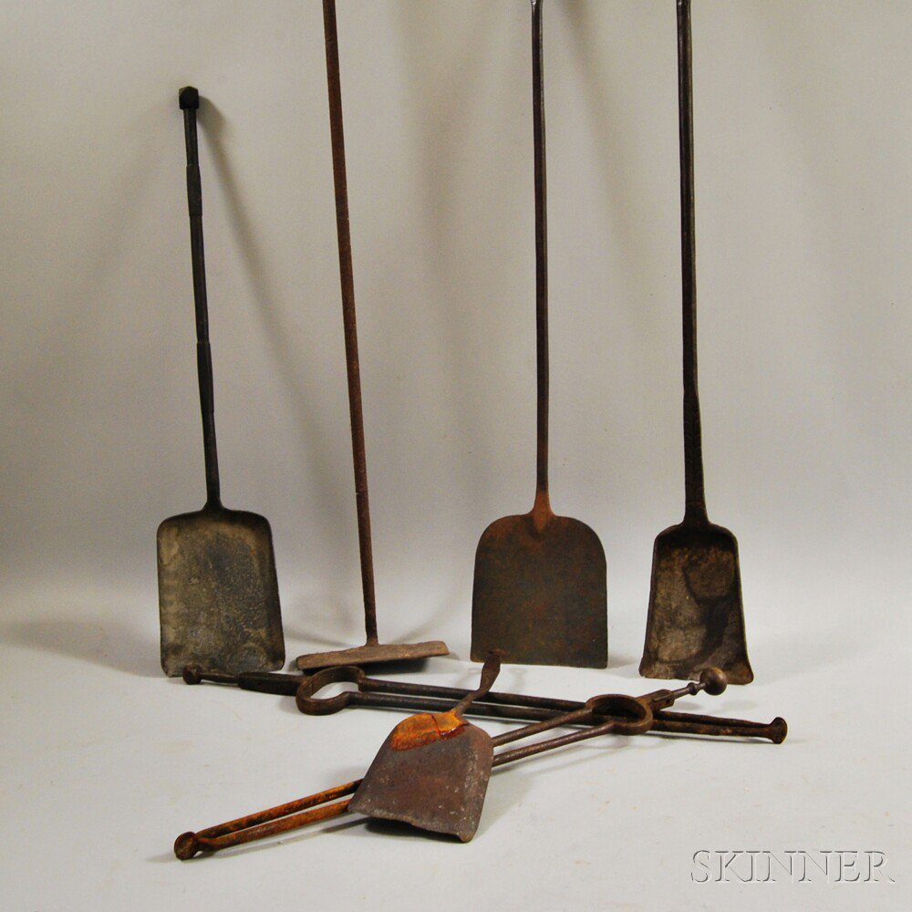 Appraisal: Group of Wrought Iron Mostly Fireplace Tools America late th