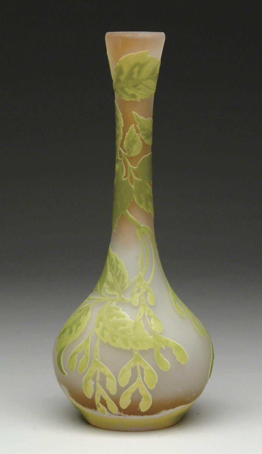 Appraisal: GALL FRENCH CAMEO VASE Green and chartreuse leaves and seed