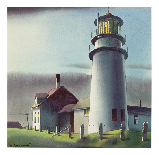 Appraisal: SANDOR BERNATH Lighthouse Watercolor on cream wove paper x mm