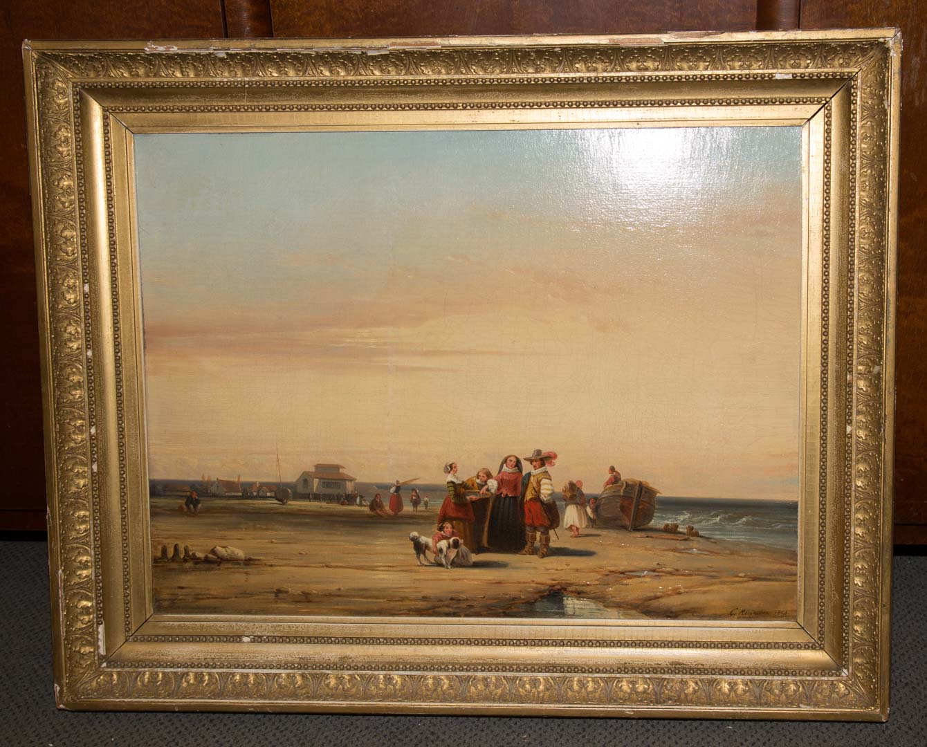 Appraisal: British School thc At the Shore oil on canvas Signed