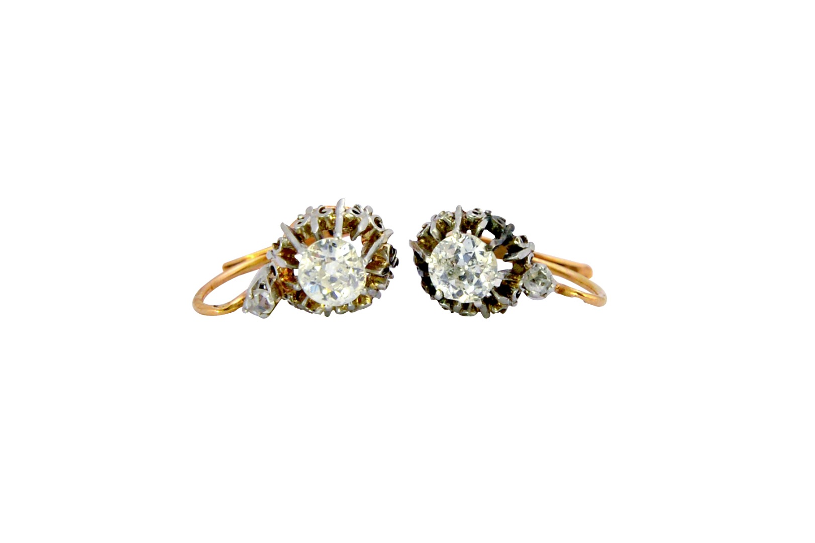 Appraisal: A pair of diamond set two stone drop earrings each