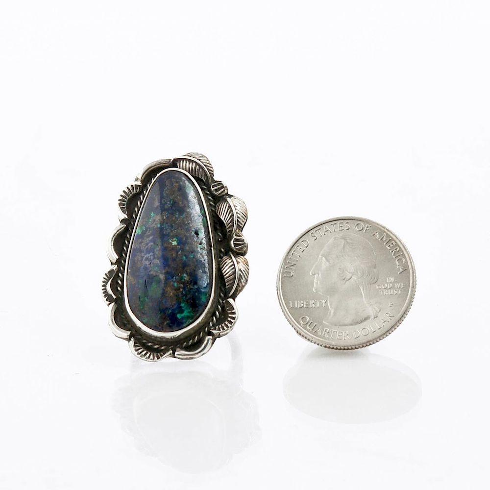 Appraisal: SILVER NATIVE AMERICAN RING WITH STONE Ring S approx weight