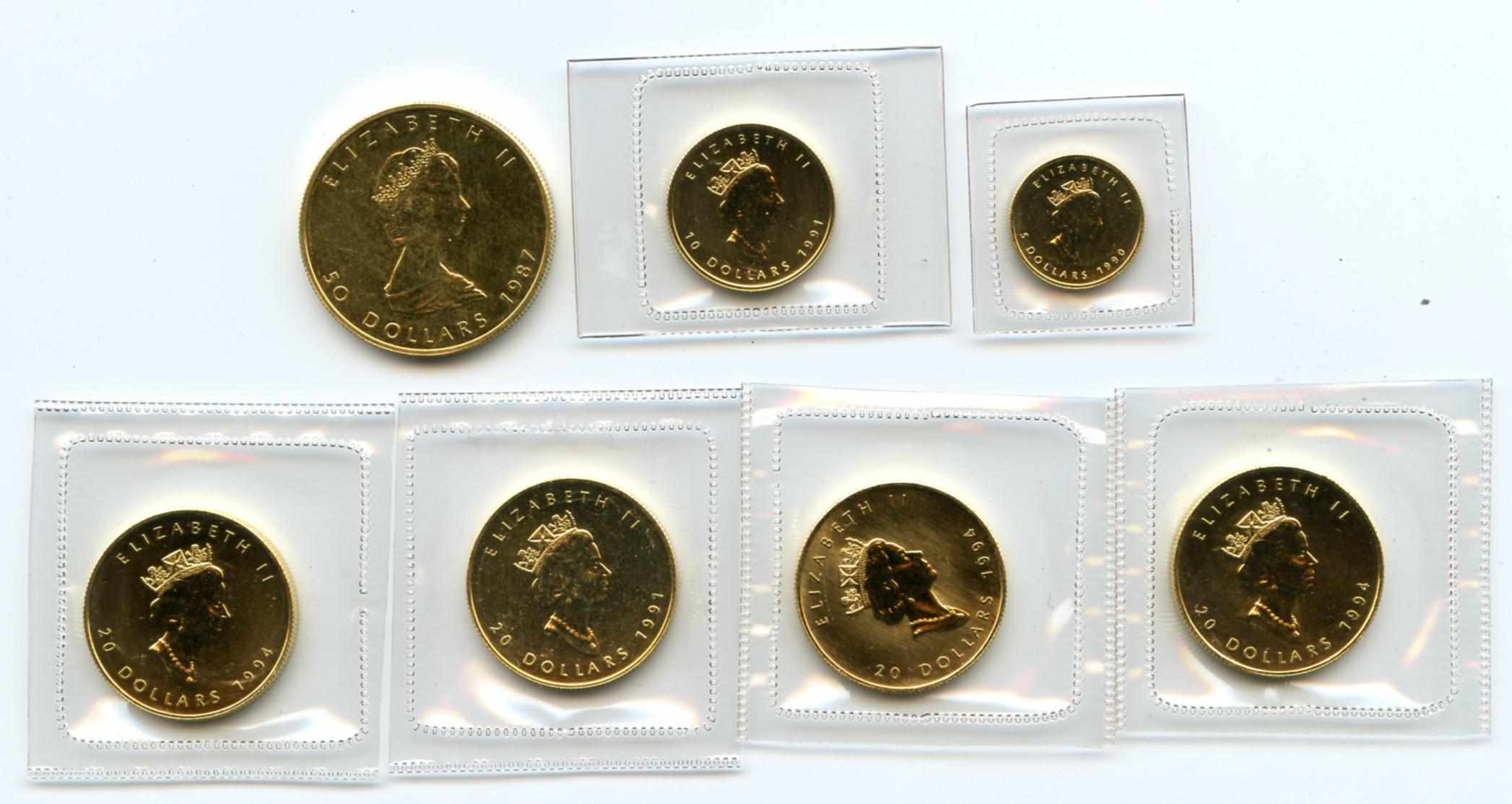 Appraisal: Canada Gold Maple Leafs Including All are housed in sealed