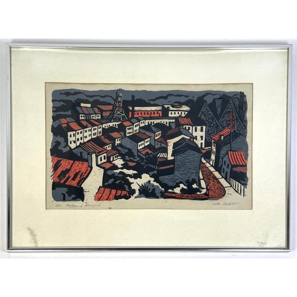 Appraisal: WALTER CONDIT signed lower right Title Rooftops of Manayunk woodcut