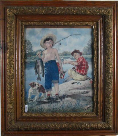 Appraisal: Framed Vintage Lithograph ''No Sale'' depicting a young boy an