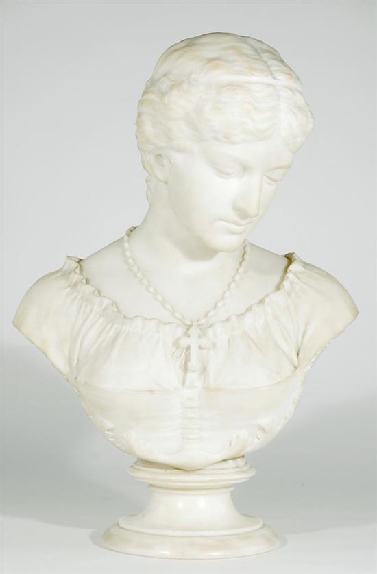 Appraisal: William Couper American - EVANGELINE carved white marble on pedestal