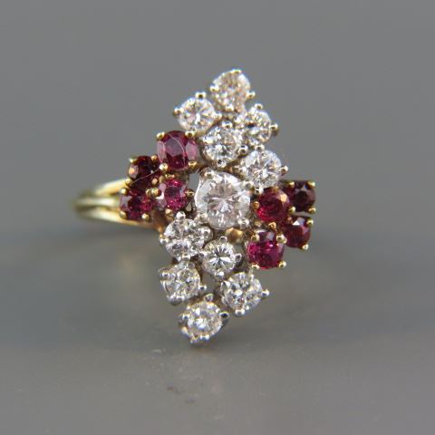 Appraisal: Ruby Diamond Ring round diamonds totaling carat and rich red