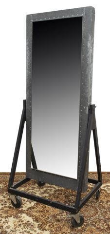 Appraisal: Industrial style double-sided floor mirror th c flat mirror plates