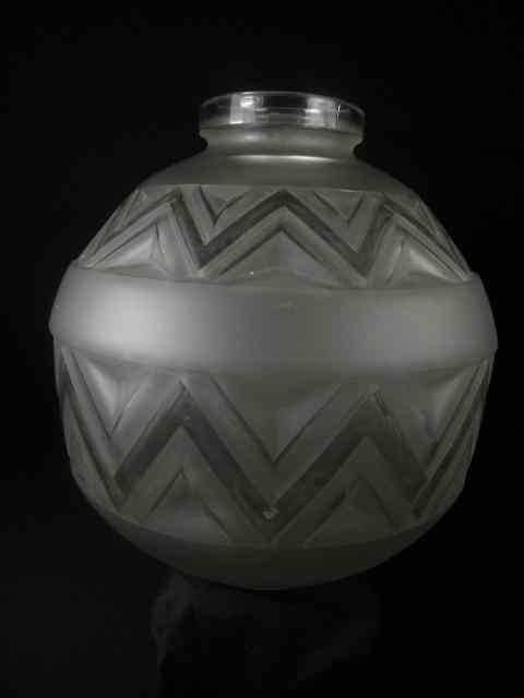 Appraisal: Art glass vase with geometric design on frosted and clear