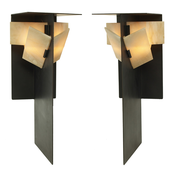 Appraisal: Pierre Chareau Grande Mouche wall sconces pair s production of