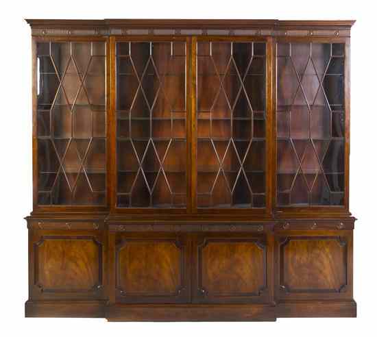 Appraisal: A Regency Style Mahogany Breakfront Bookcase Baker in two parts