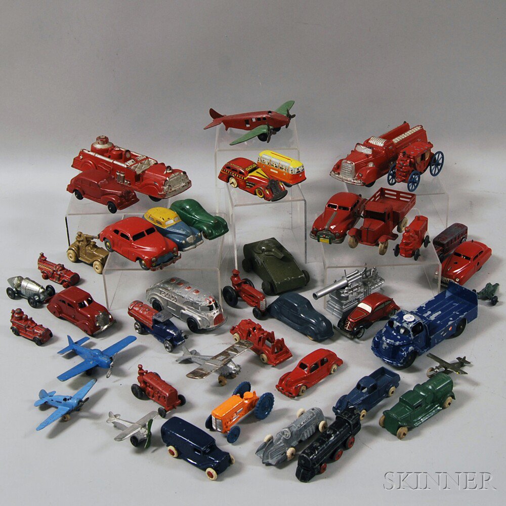 Appraisal: Seventeen Assorted Painted Metal and Rubber Vehicles three pressed metal