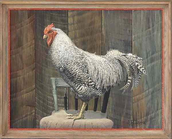 Appraisal: J Randolph Rowe American - oil on panel rooster painting