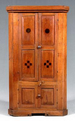 Appraisal: Virginia cherry corner cupboard one-case construction with cut nails paneled