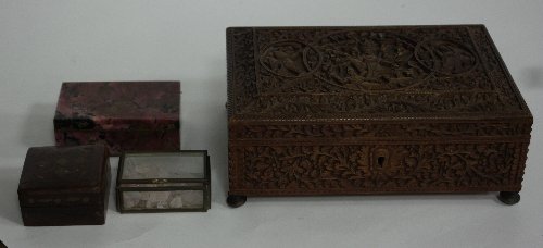 Appraisal: A carved Indian box cm wide and sundry small boxes