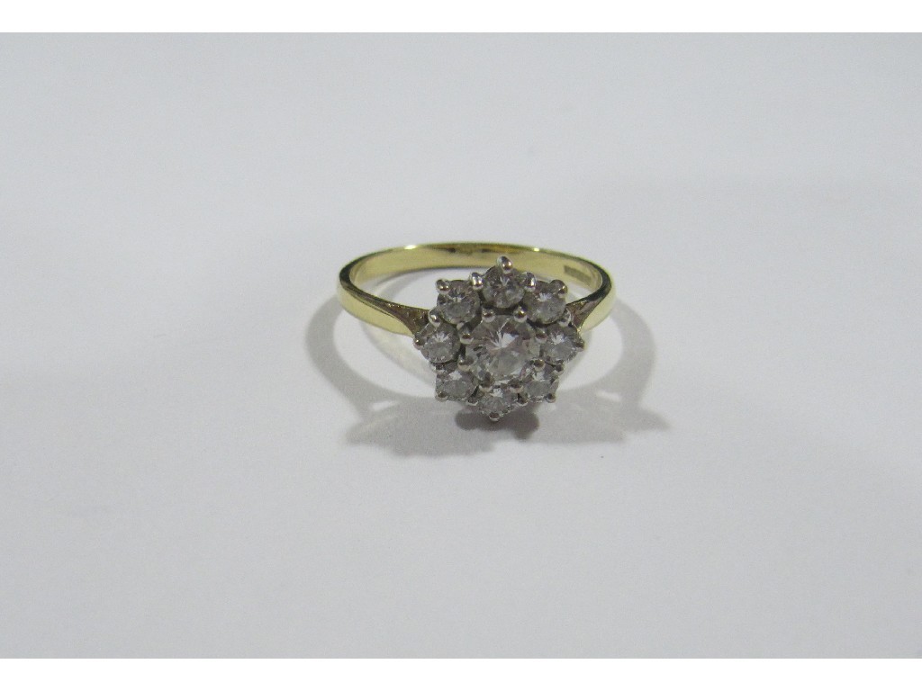 Appraisal: Eighteen carat gold diamond cluster ring with nine brilliant cut