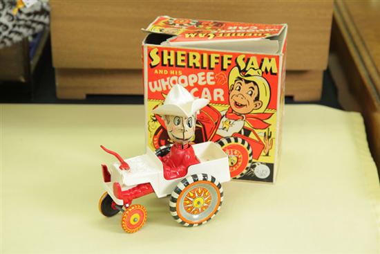 Appraisal: MARX SHERIFF SAM AND HIS WHOOPEE CAR Tin and plastic