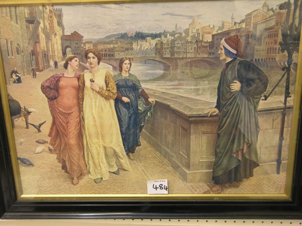 Appraisal: A pair of Pre-Raphaelite colour prints in ebonised frames and