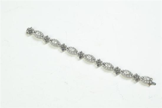 Appraisal: DIAMOND BRACELET Twentieth century platinum and diamond bracelet with navette