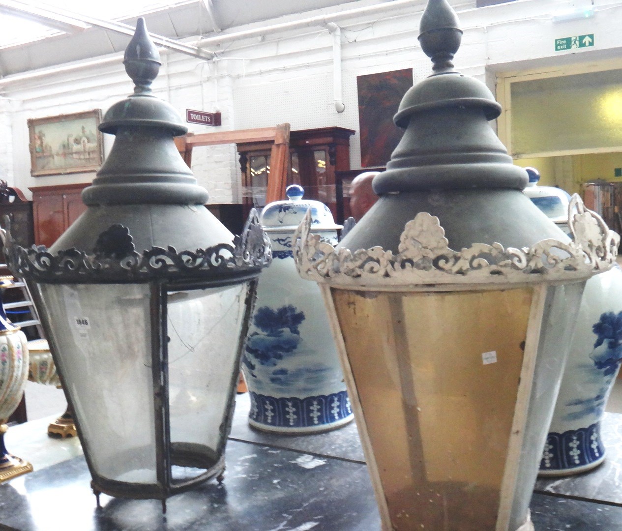 Appraisal: A pair of Victorian copper street lamp terminals each of