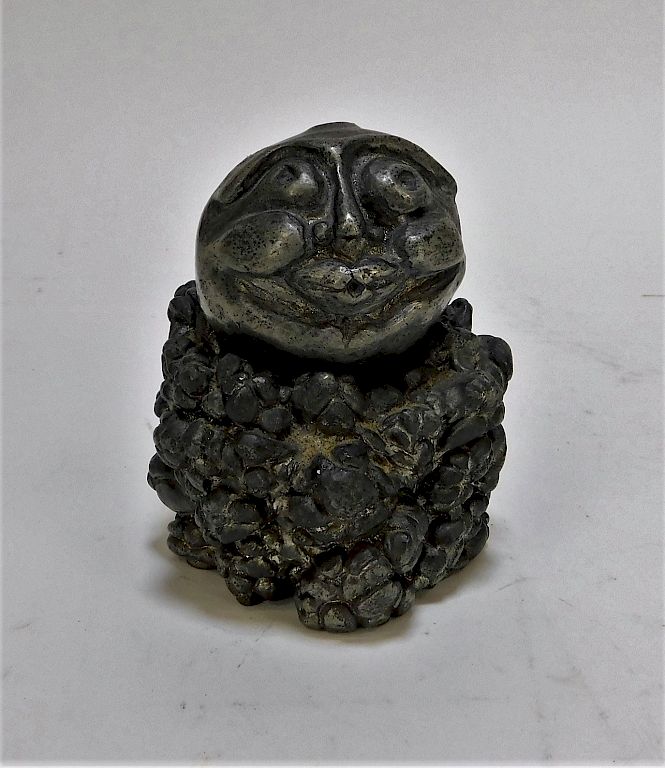 Appraisal: Brian Wizard Modernist Metal Moon Face Sculpture United States th