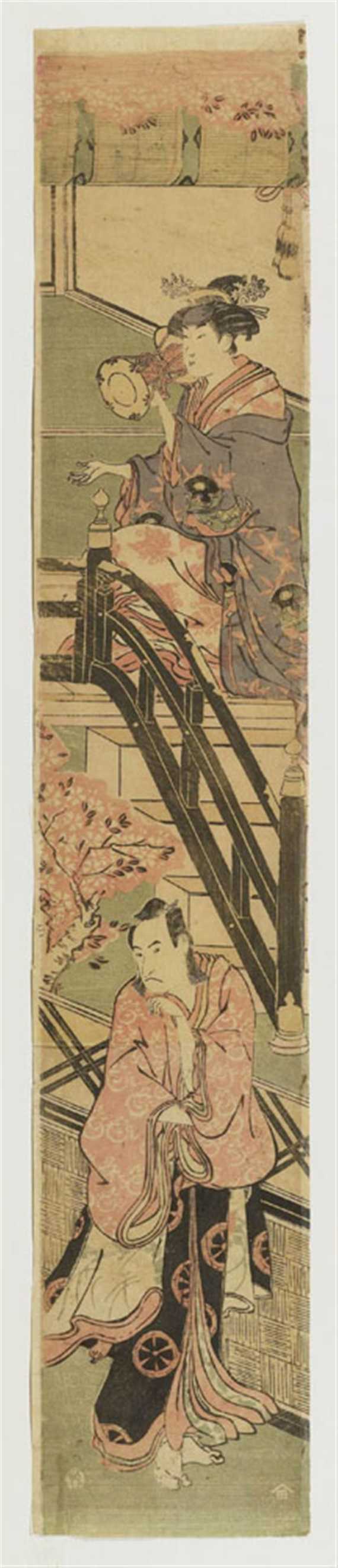 Appraisal: A WOODCUT PRINT OF A COUPLE ATTRIBUTED TO TORII KIYONAGA