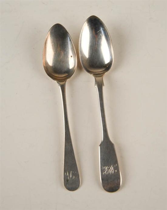 Appraisal: Two Early Scottish Sterling Teaspoons one with an Edinburgh date