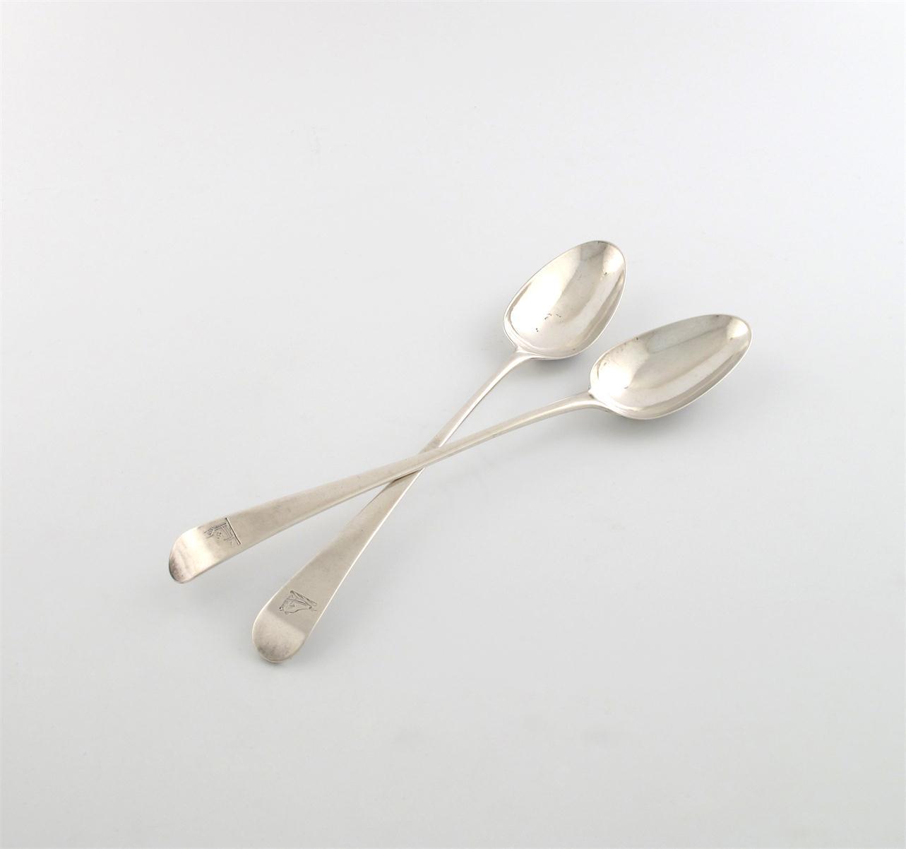 Appraisal: Two similar George III silver Old English pattern basting spoons