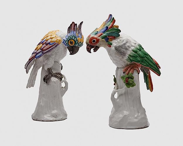 Appraisal: Two Meissen Style Porcelain Figures of Parrots th century Two