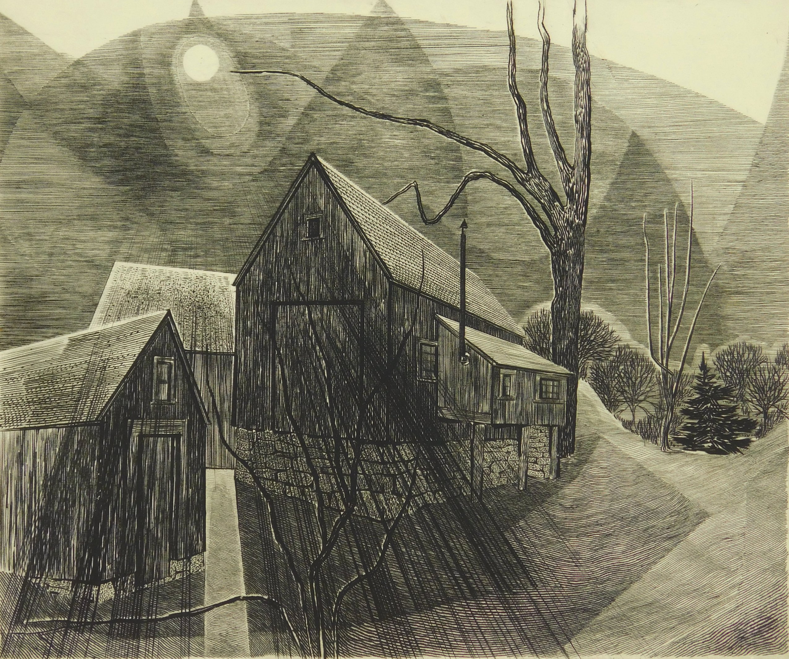 Appraisal: Armin Landeck - ''Moonlight In The Country'' Kraeft - engraving