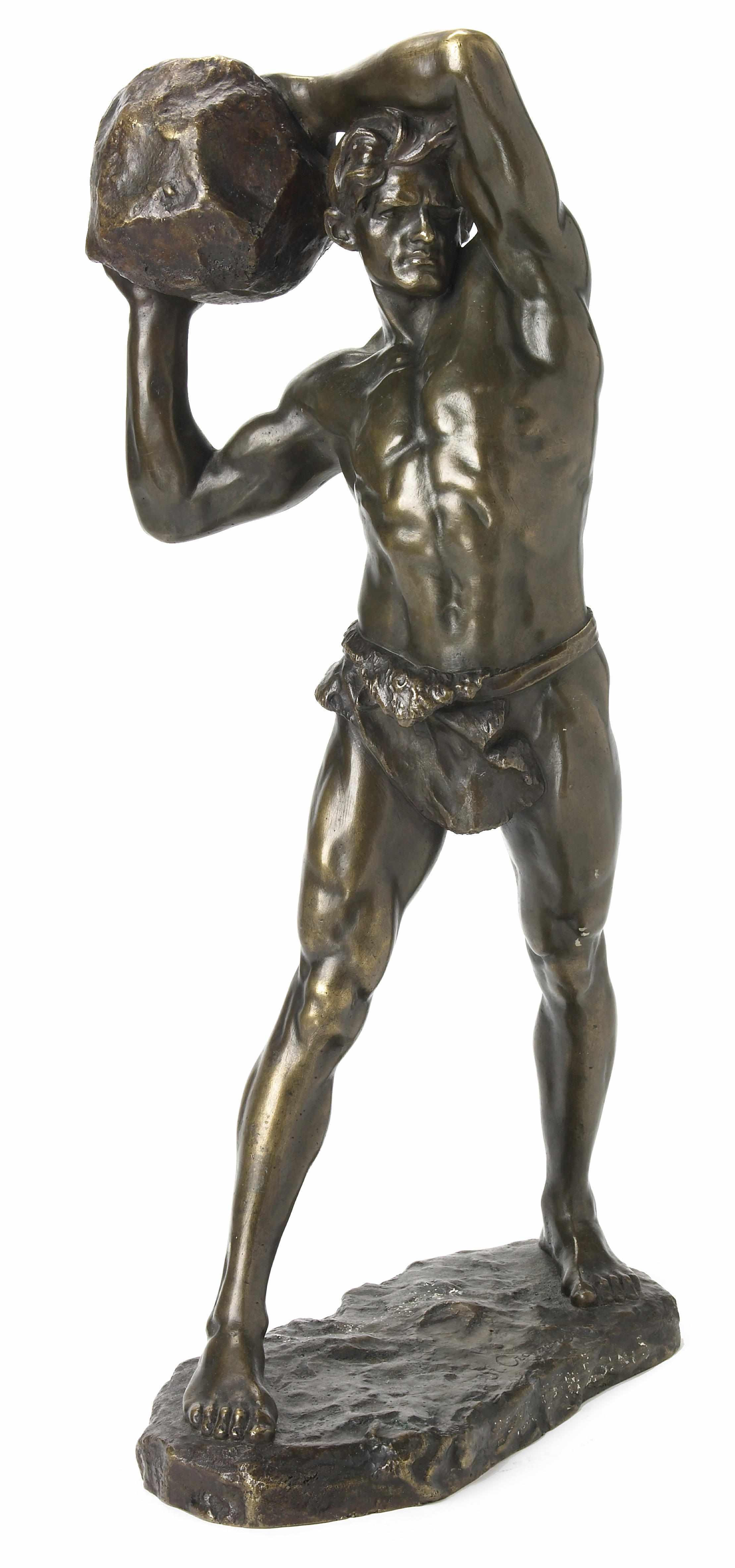 Appraisal: A Continental patinated bronze figure of a man early th