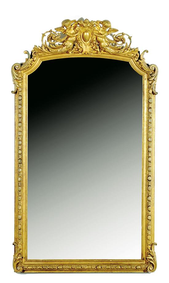 Appraisal: Continental carved giltwood mirror mid th century cartouche flanked by