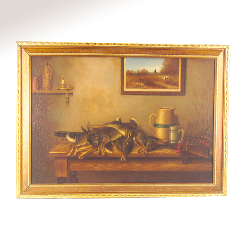 Appraisal: J M Thomas American game scene still life with rabbits