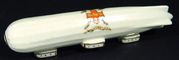 Appraisal: Military crested china model of a Zeppelin with York crest