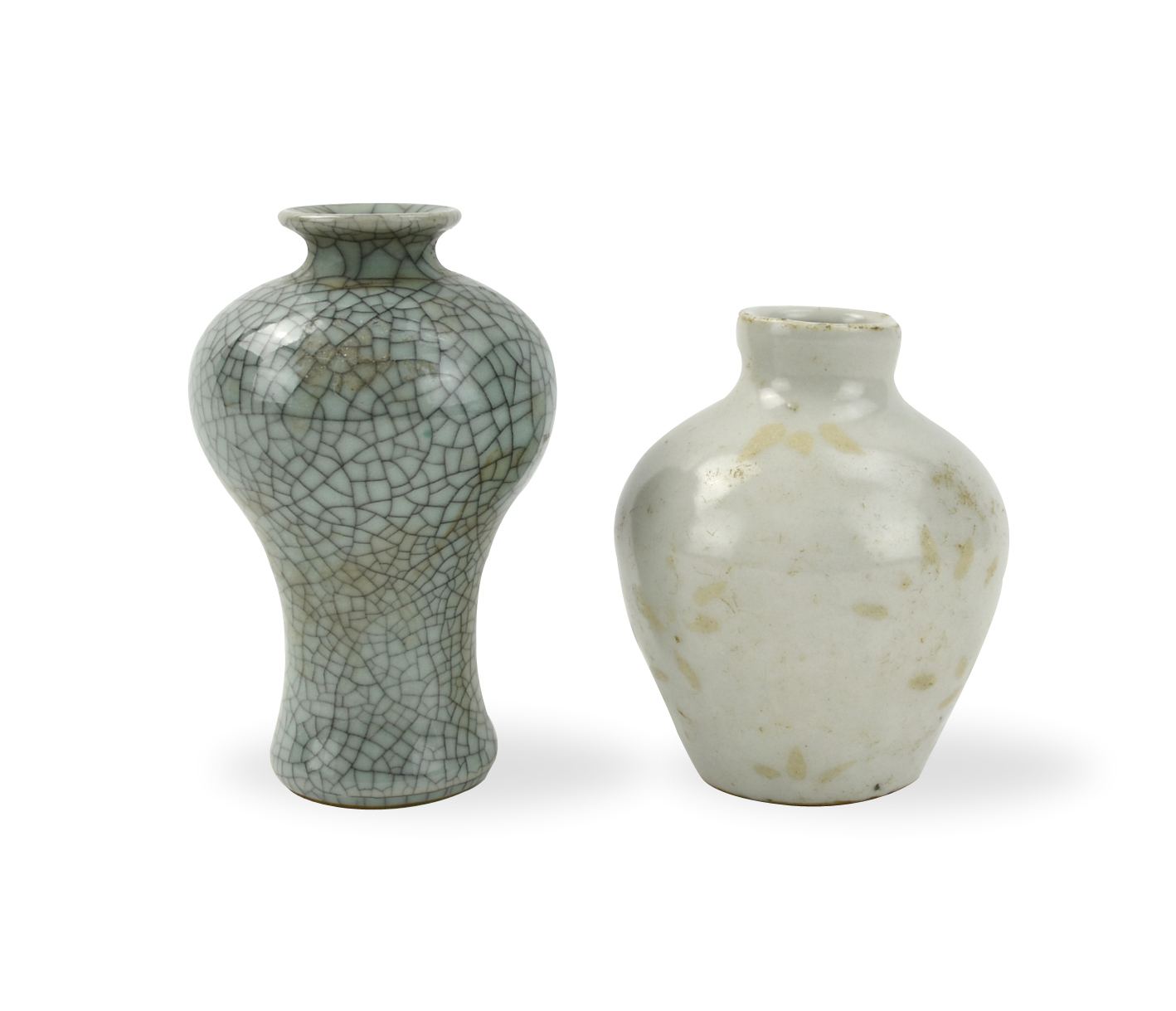 Appraisal: a small vase with a short inward tapering neck in