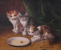 Appraisal: Alfred Arthur Brunel De Neuville French - Three Curious Kittens