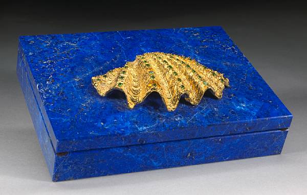 Appraisal: Lapis Lazuli and Gem-set Box By Nardi The rectangular box