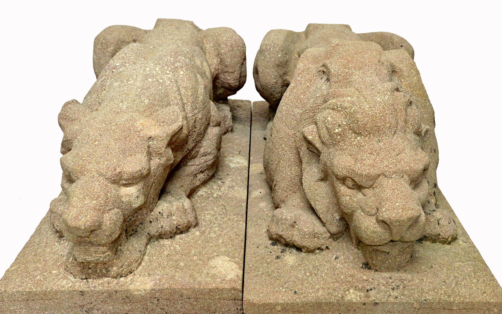 Appraisal: A pair of th century carved stone figures of a