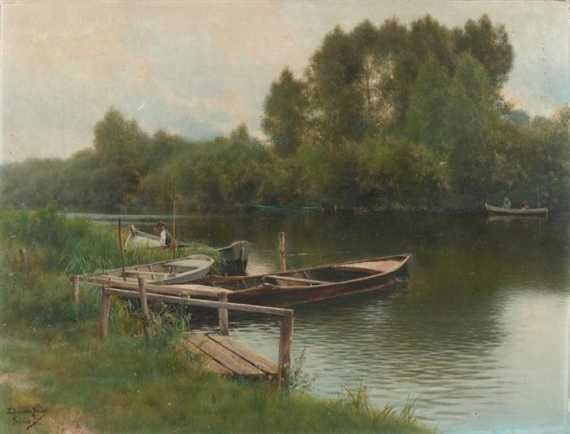 Appraisal: SANCHEZ-PERRIER EMILIO Seville - Granada River landscape in Pontoise Oil