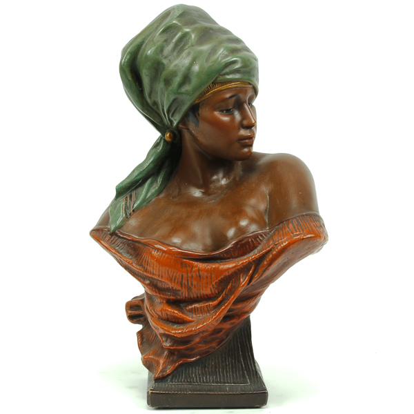 Appraisal: Orientalist painted plaster bust of a woman with head wrap