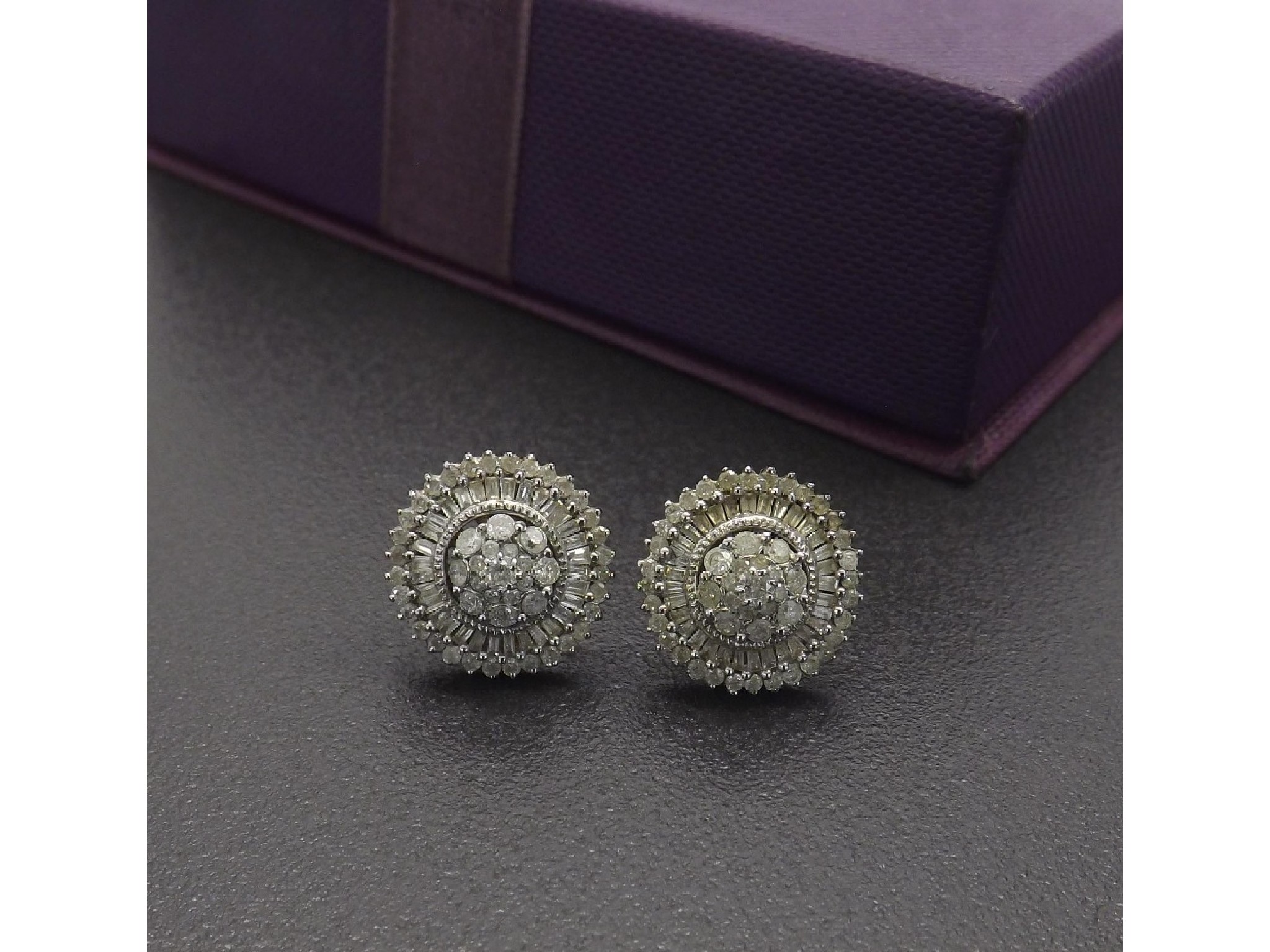 Appraisal: Pair of ct diamond circular cluster earrings with round and