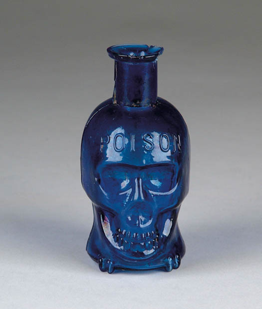 Appraisal: RARE COBALT BLUE FIGURAL SKULL POISON BOTTLE The skull shaped