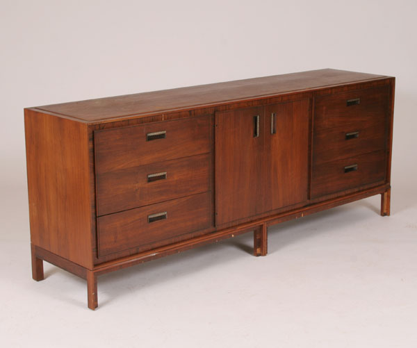 Appraisal: Glenn of California modern low dresser on base cabinet mounted