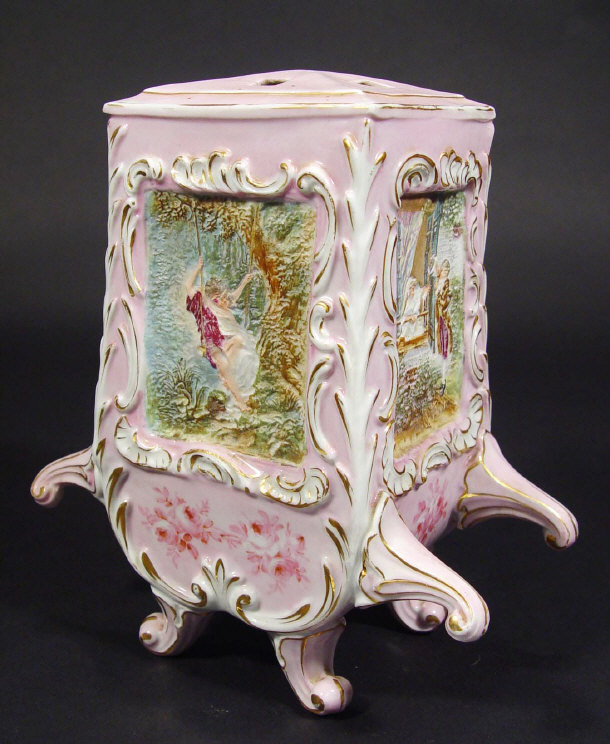 Appraisal: Continental china nightlight holder modelled as a Sedan chair with