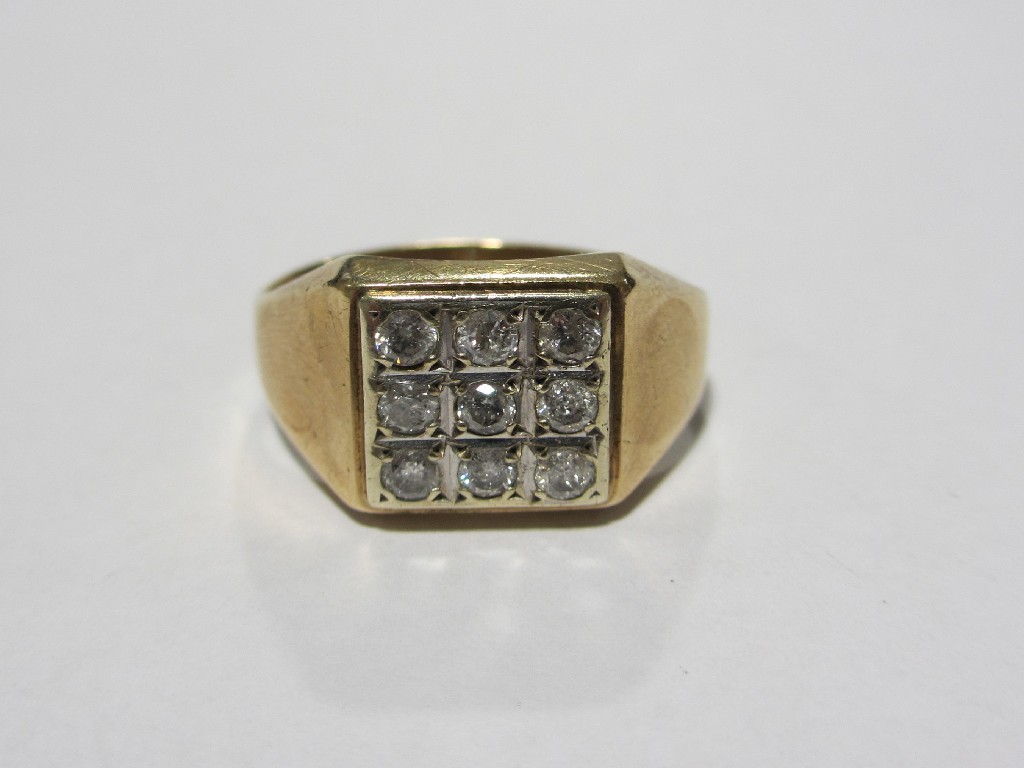 Appraisal: Gents gold nine stone diamond ring