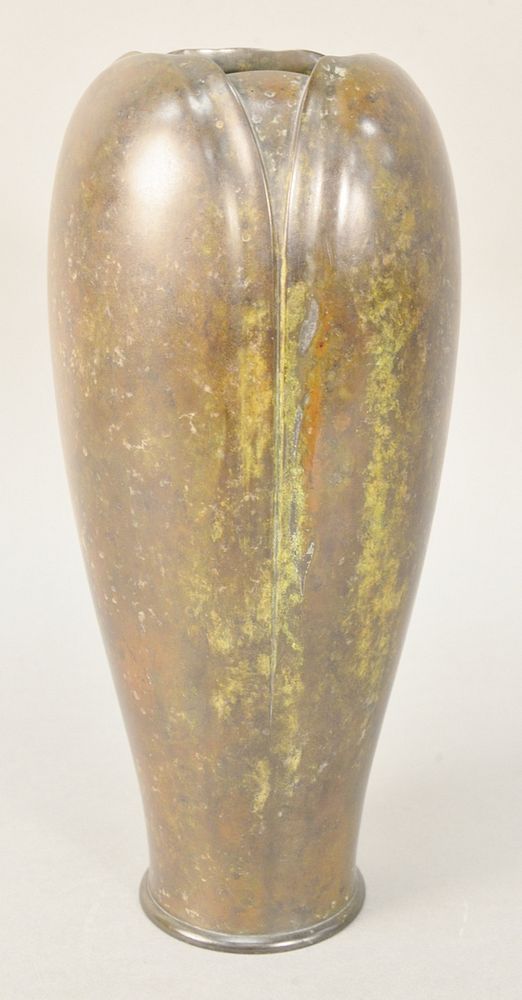 Appraisal: Southeast Asian patinated-bronze vase decorated with lotus ht Estate of