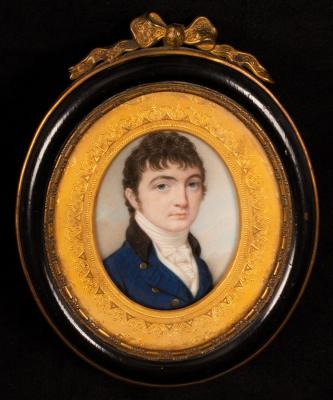 Appraisal: English School circa Portrait Miniature of John Harrison wearing a