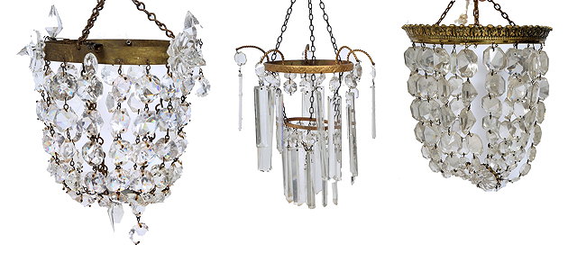 Appraisal: A GROUP OF THREE VARIOUS BAG TYPE HANGING LIGHT FITTINGS