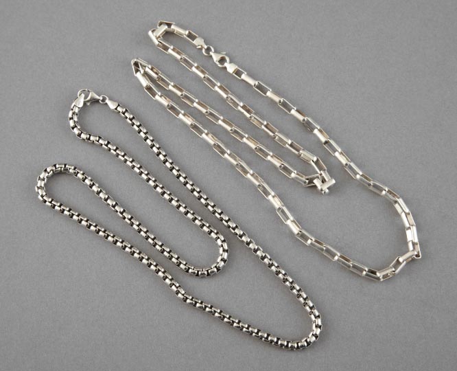 Appraisal: Group of Two Italian Sterling Silver Chains consisting of a